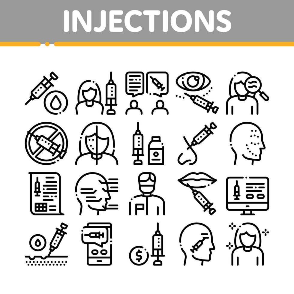 Injections Collection Elements Icons Set Vector