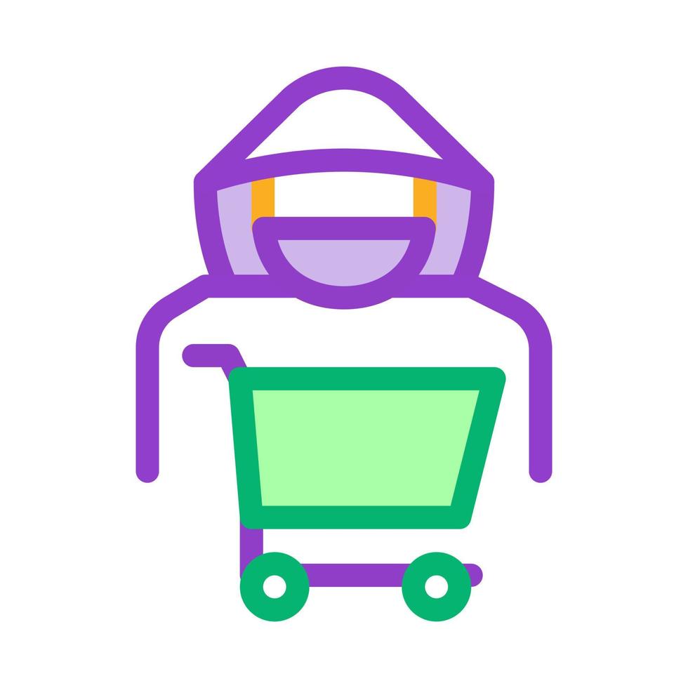 ilustración de contorno de vector de icono de ladrón de carrito de compras