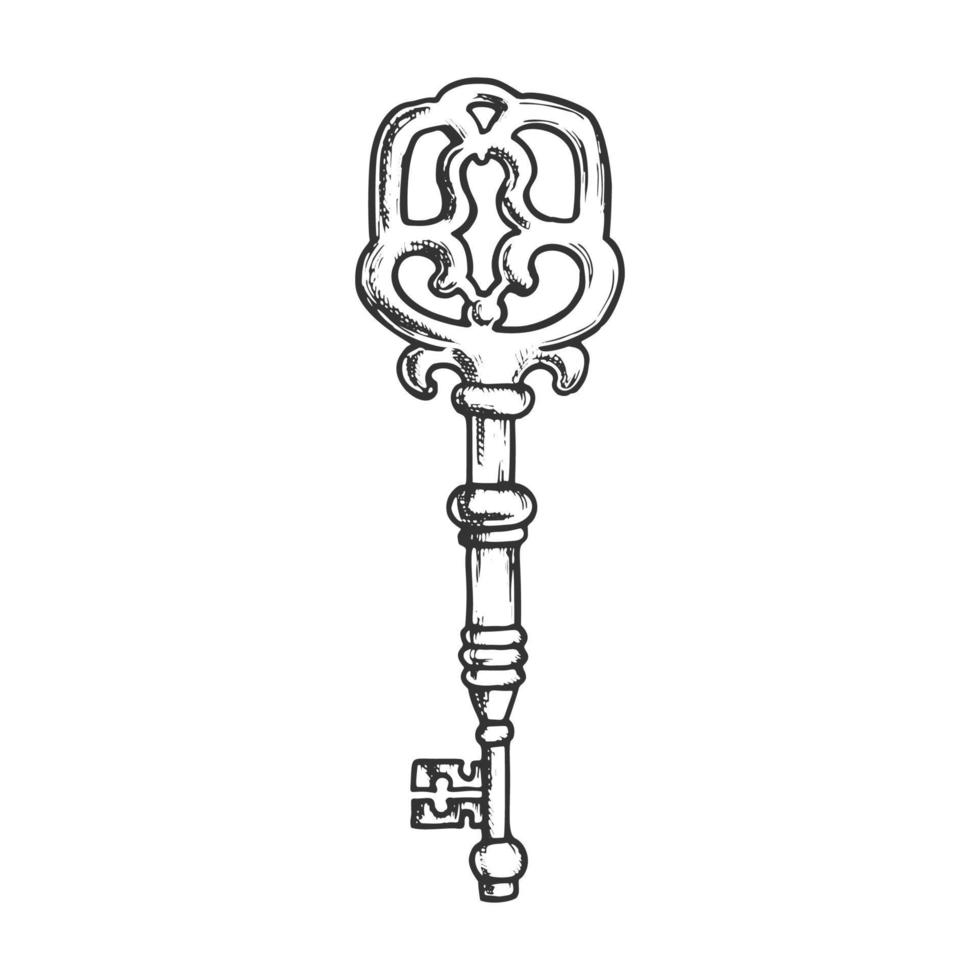 vector monocromo medieval de filigrana clave vintage