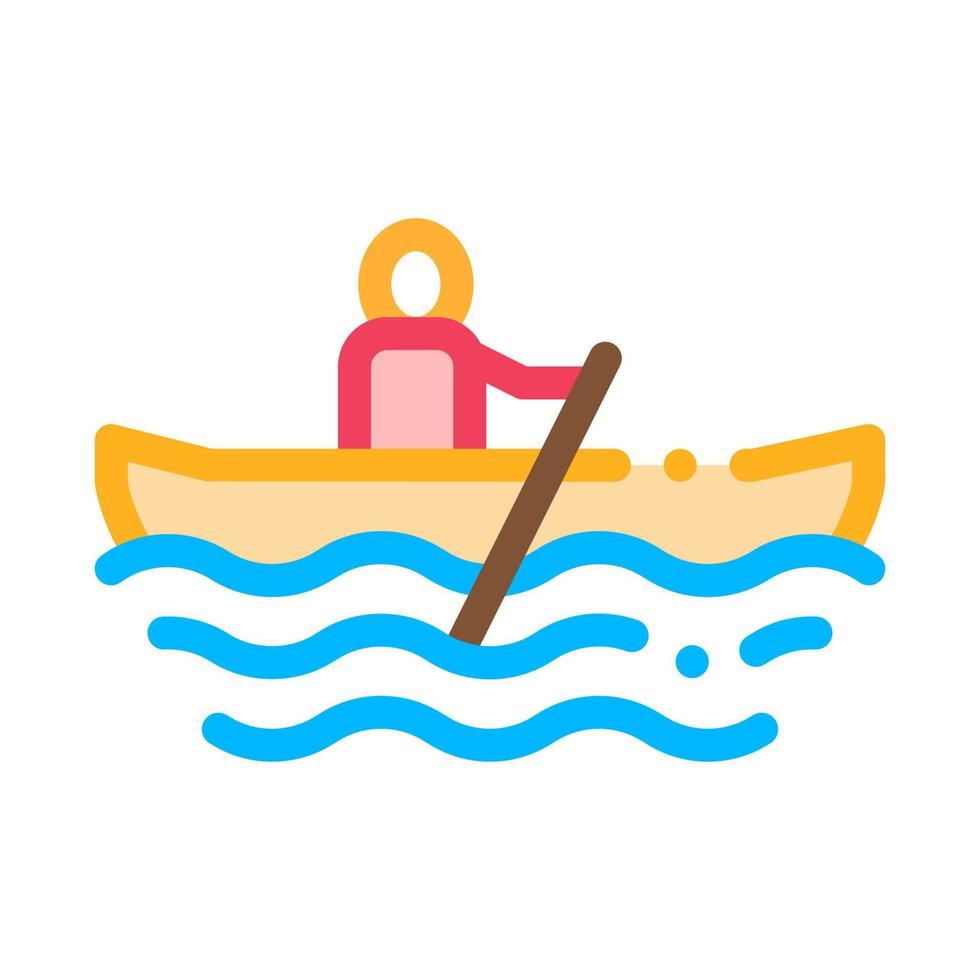 Rowing Boat Canoeing Icon Vector Illustration