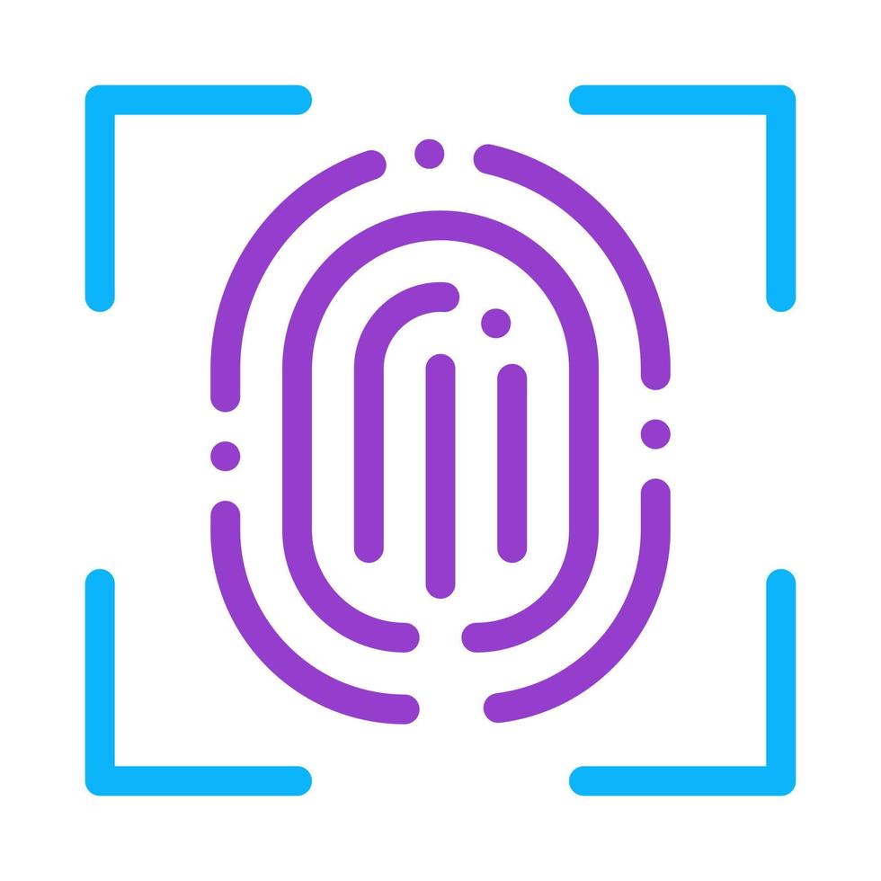 Scan Fingerprint Close-up Icon Vector Outline Illustration