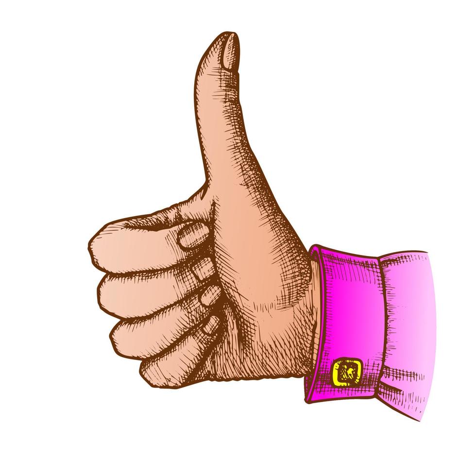 Color Female Hand Make Gesture Thumb Finger Up Vector