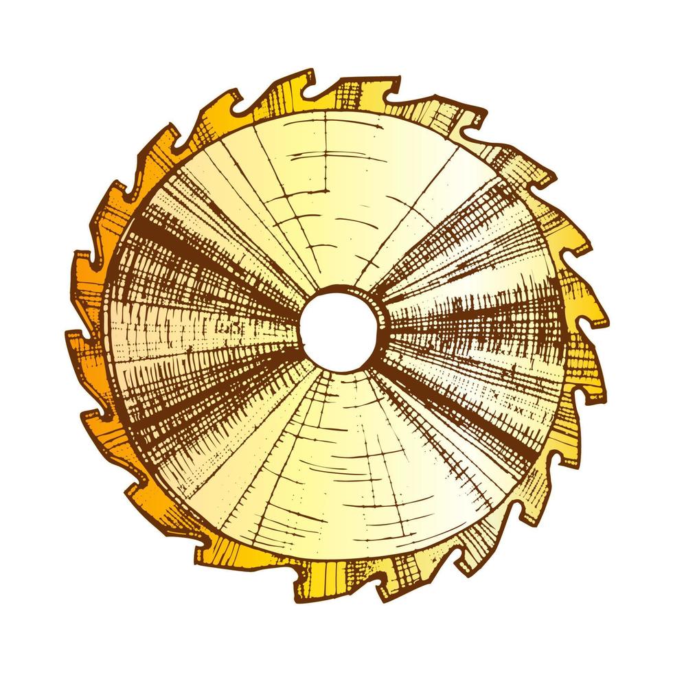 vector de hoja de sierra circular de detalle de herramienta de carpintería de color