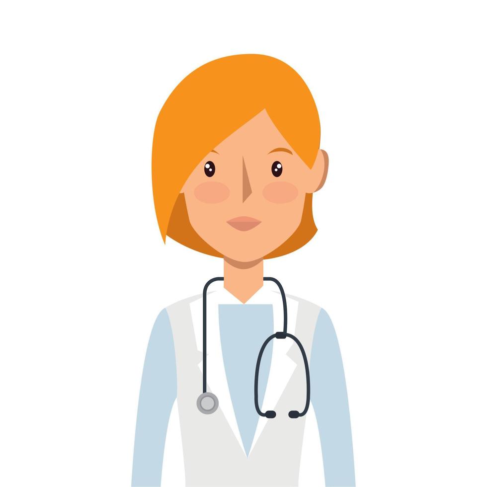 doctor female with stethoscope isolated icon vector