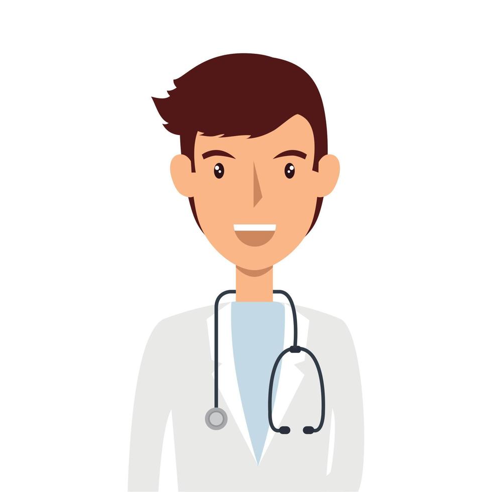 doctor male with stethoscope isolated icon vector