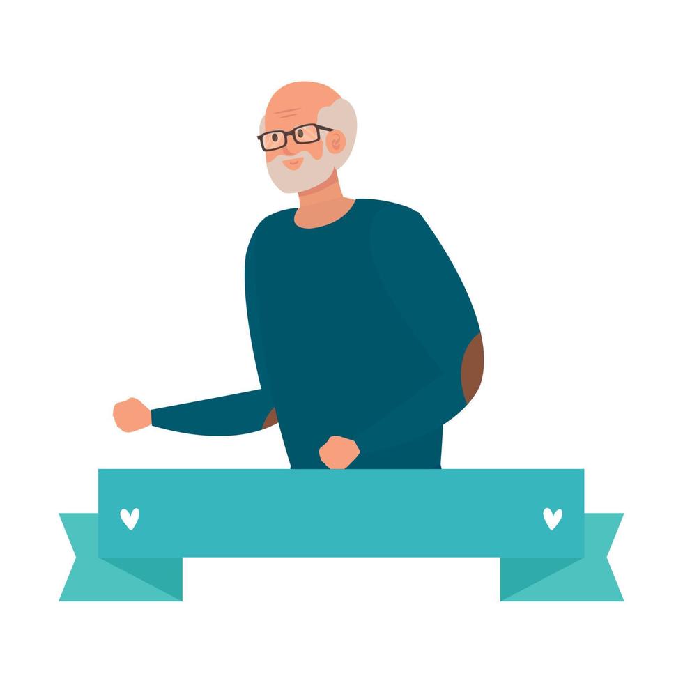 Grandfather avatar with ribbon vector design
