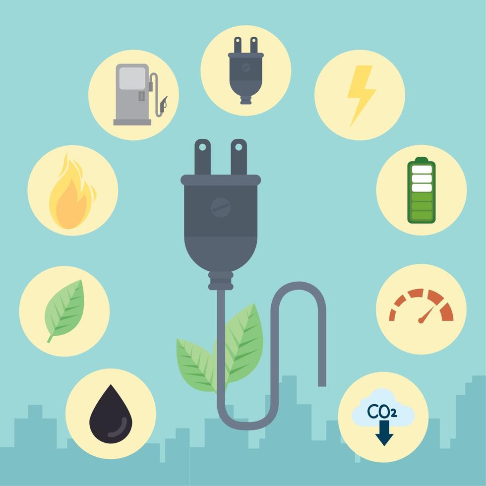 eco plug wth icon set vector design