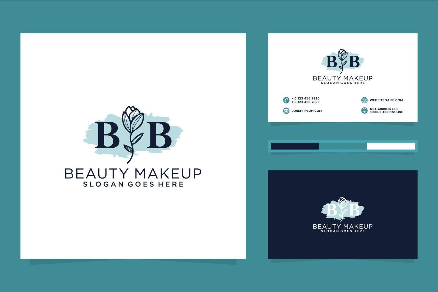colecciones iniciales de logotipo femenino bb y vector premium de plantilla de tarjeta de visita