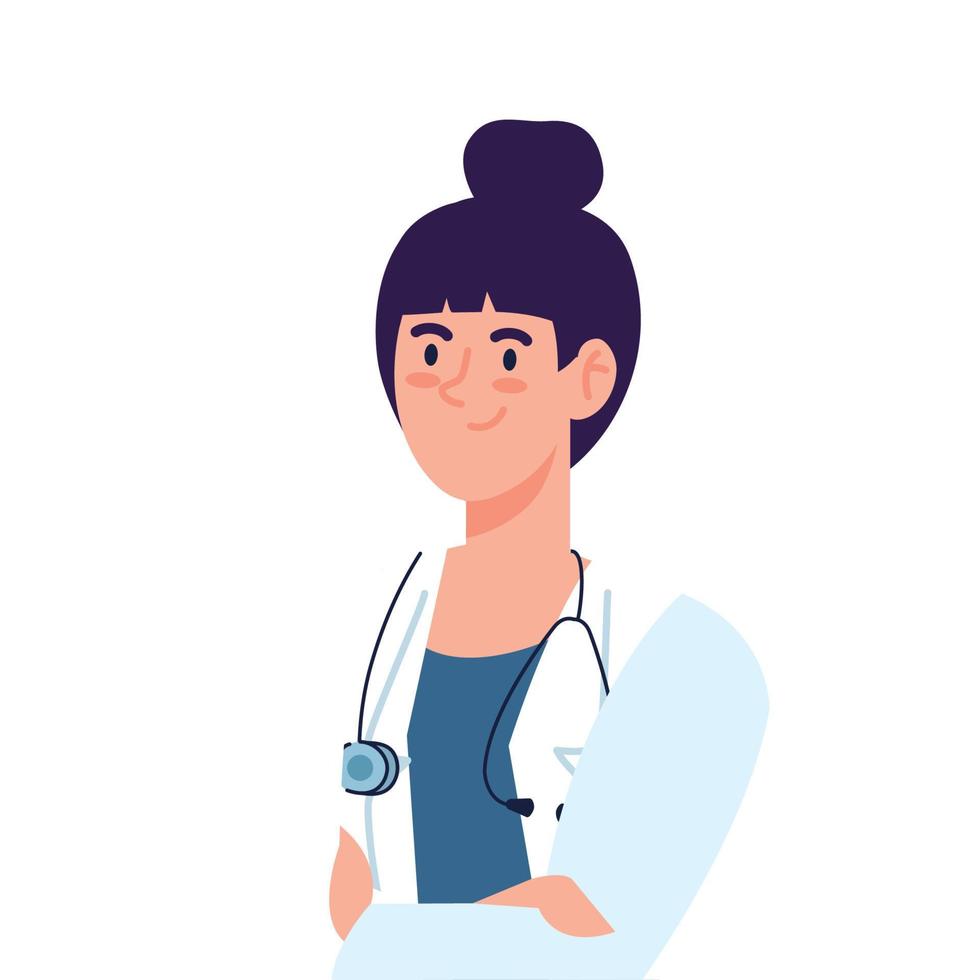 professional woman doctor with stethoscope on white background vector