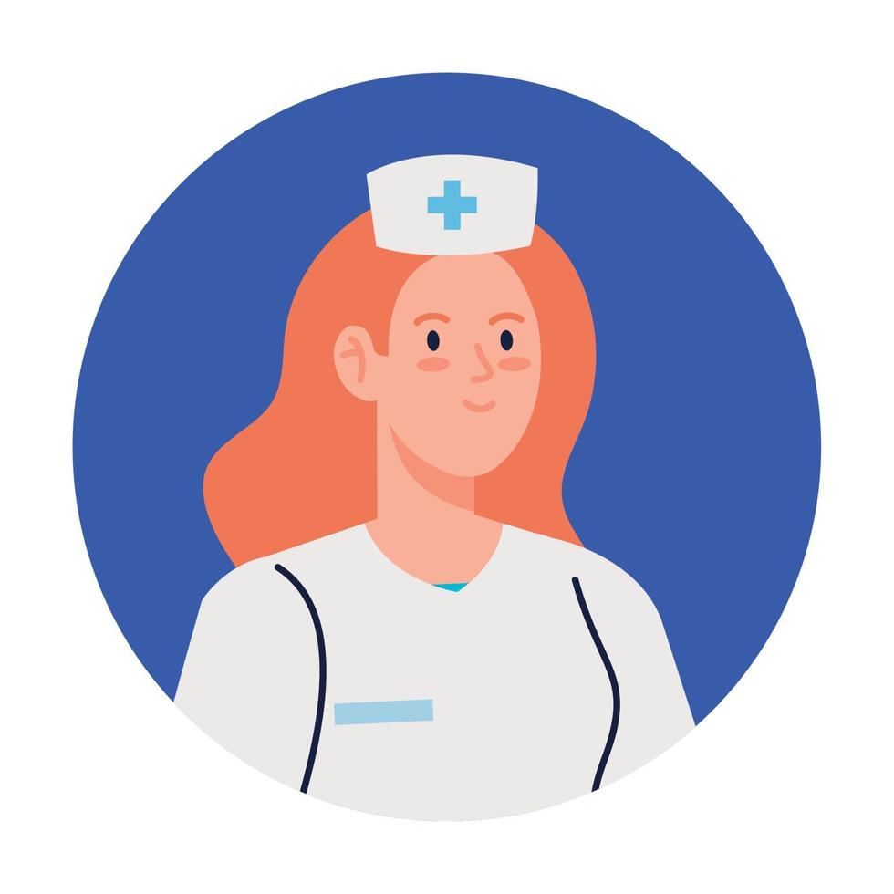 nurse with uniform, female nurse in frame circular vector