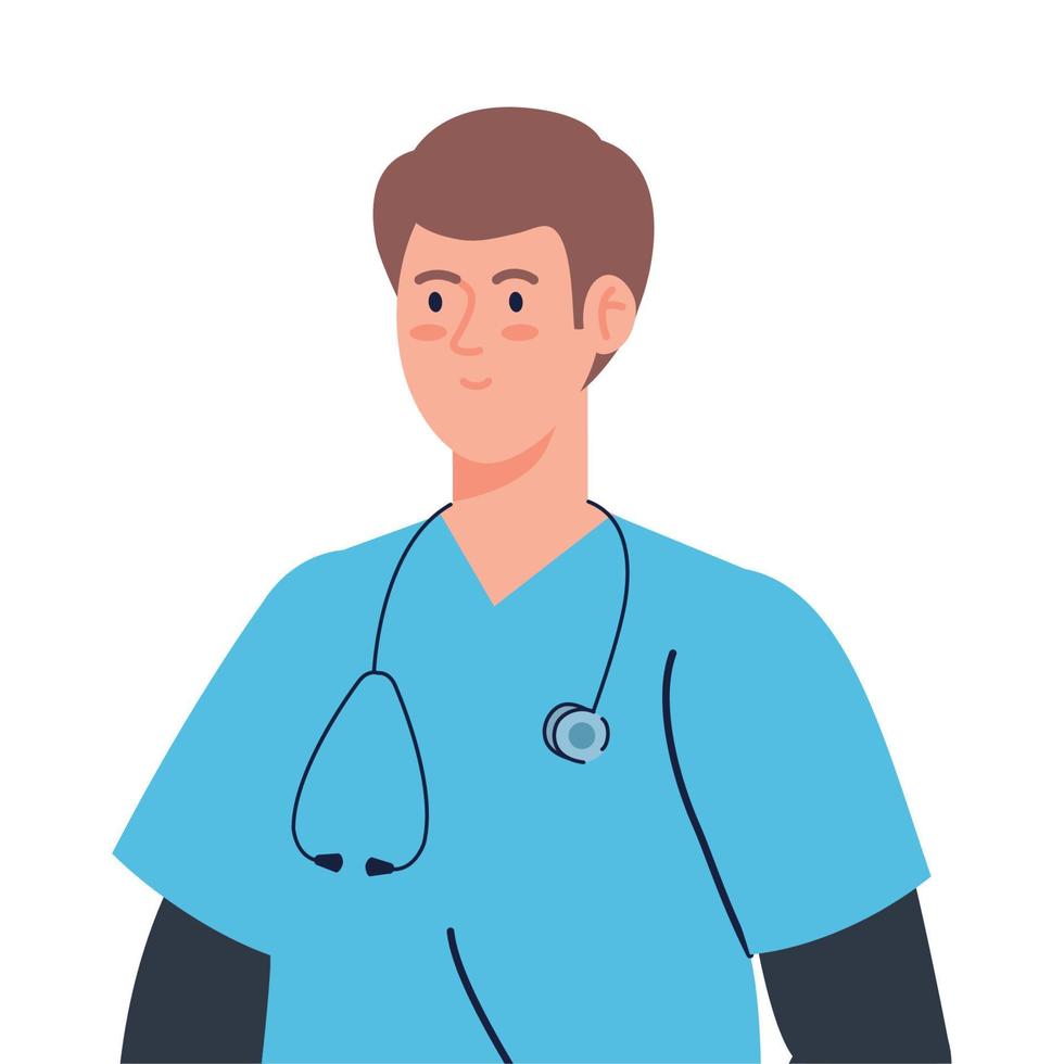 professional doctor with stethoscope and uniform on white background vector