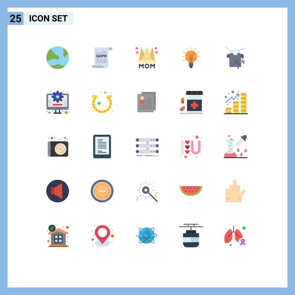 Set of 25 Modern UI Icons Symbols Signs for idea bulb general data protection lightbulb mother Editable Vector Design Elements