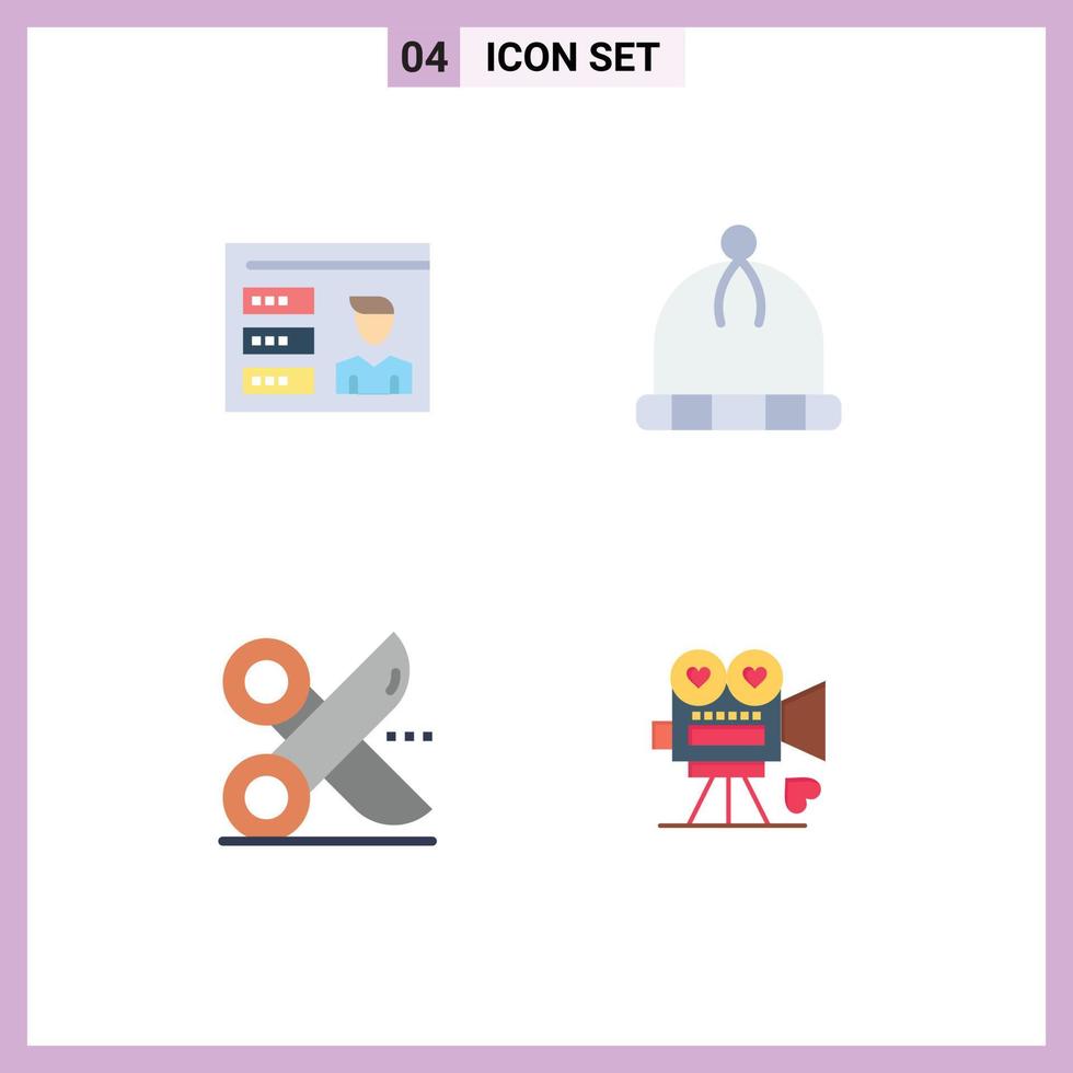 4 Creative Icons Modern Signs and Symbols of account paper id wear slice Editable Vector Design Elements