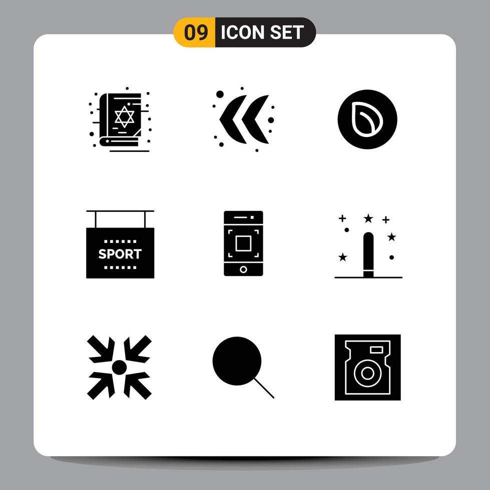 9 Creative Icons Modern Signs and Symbols of smartphone camera coin sports information Editable Vector Design Elements