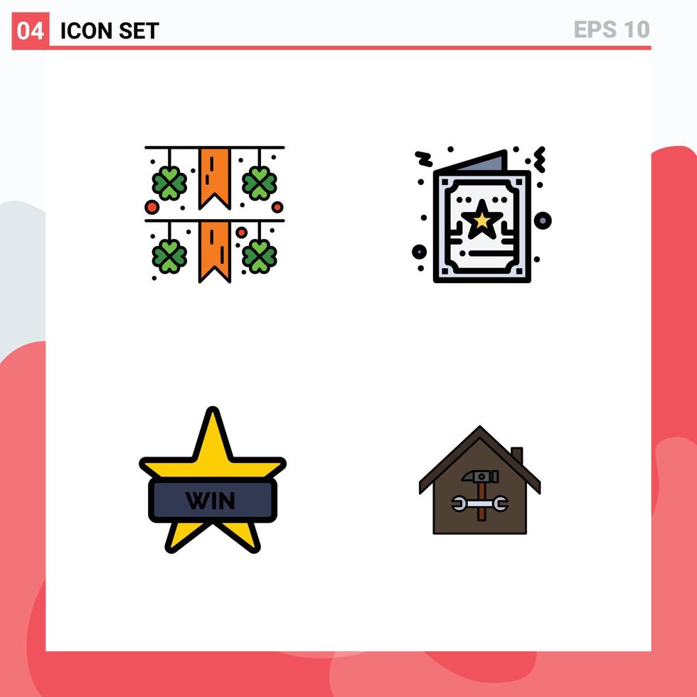 Set of 4 Modern UI Icons Symbols Signs for festival insignia card xmas home Editable Vector Design Elements
