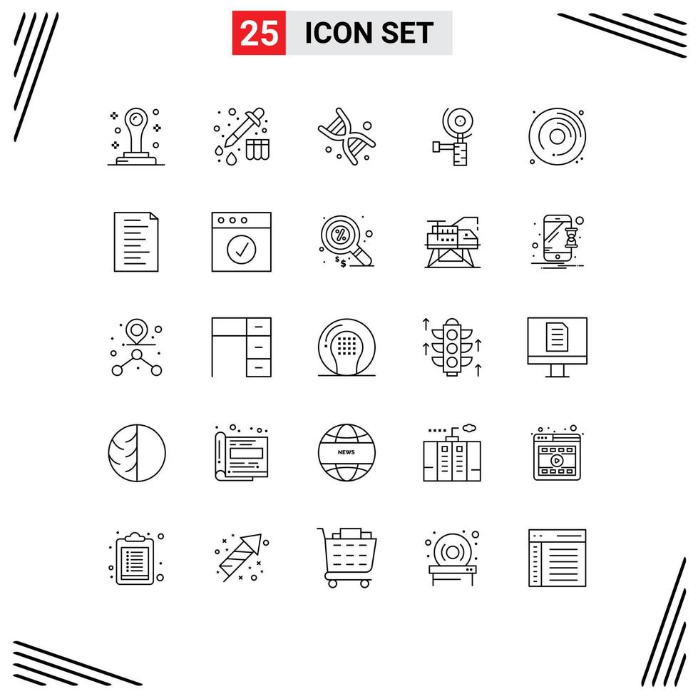 25 Creative Icons Modern Signs and Symbols of code hobbies genetics dvd grinding Editable Vector Design Elements
