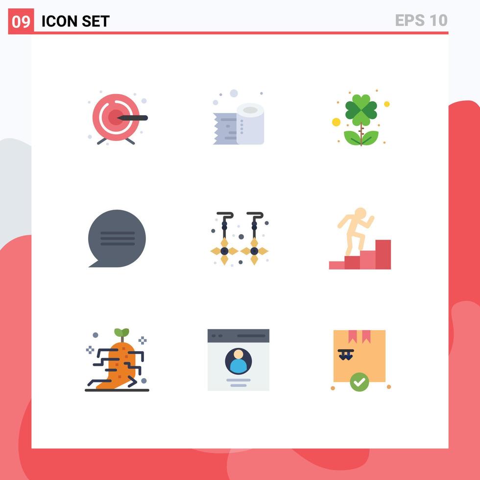 Pictogram Set of 9 Simple Flat Colors of career jewelry four earrings messages Editable Vector Design Elements