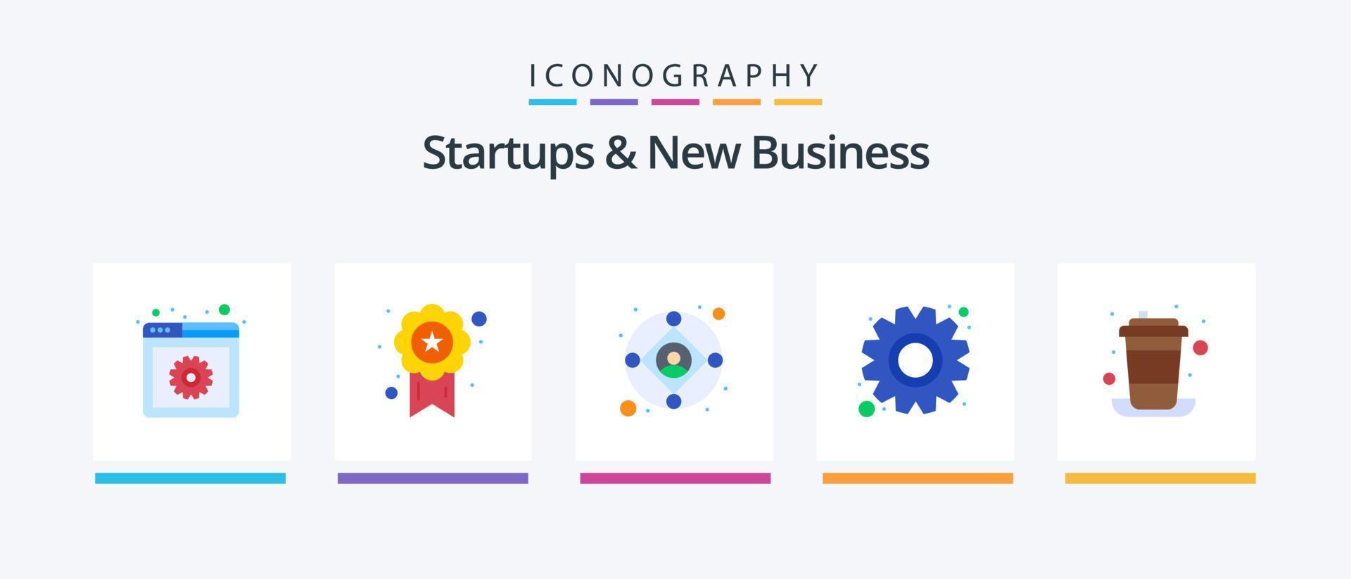 Startups And New Business Flat 5 Icon Pack Including cup. coffee. manager. break. gear. Creative Icons Design vector