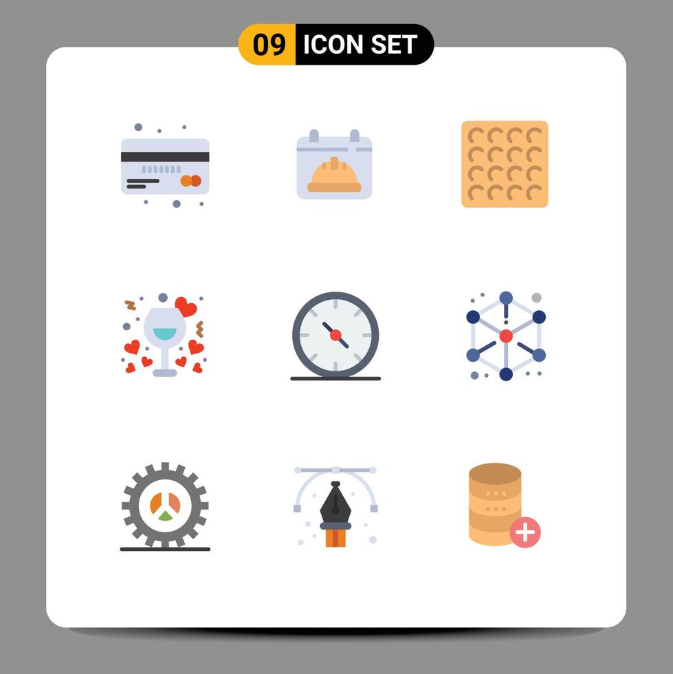 Set of 9 Modern UI Icons Symbols Signs for business romantic date night date Editable Vector Design Elements