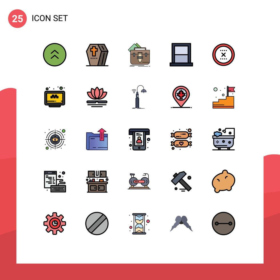 25 Universal Filled line Flat Color Signs Symbols of home bedroom spooky appliances folder Editable Vector Design Elements