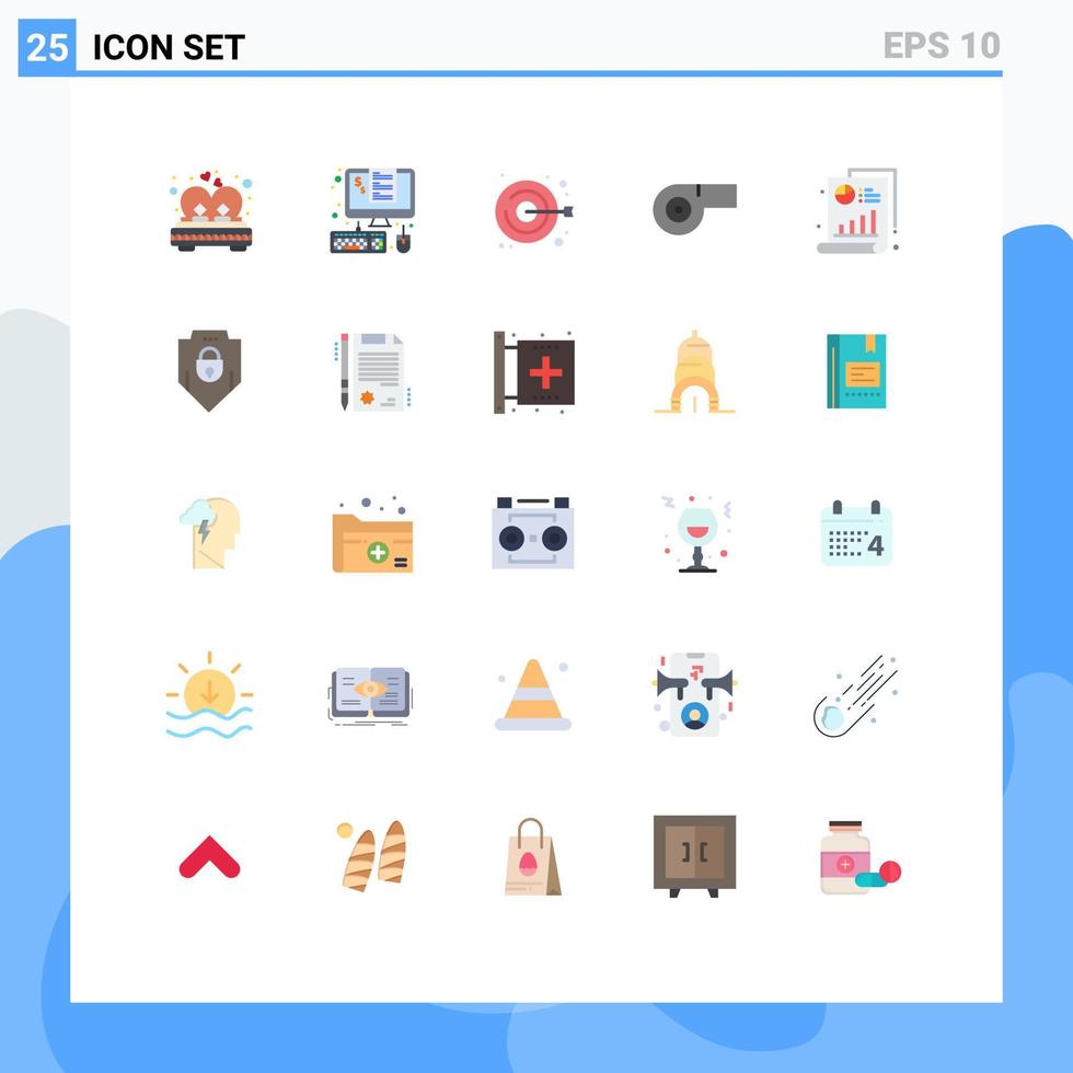 paquete de 25 signos y símbolos de colores planos modernos para medios de impresión web como silbato de barra por ciento elementos de diseño de vectores editables de moda deportiva