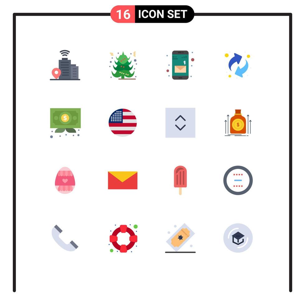 Set of 16 Commercial Flat Colors pack for flag award mobile diploma business Editable Pack of Creative Vector Design Elements
