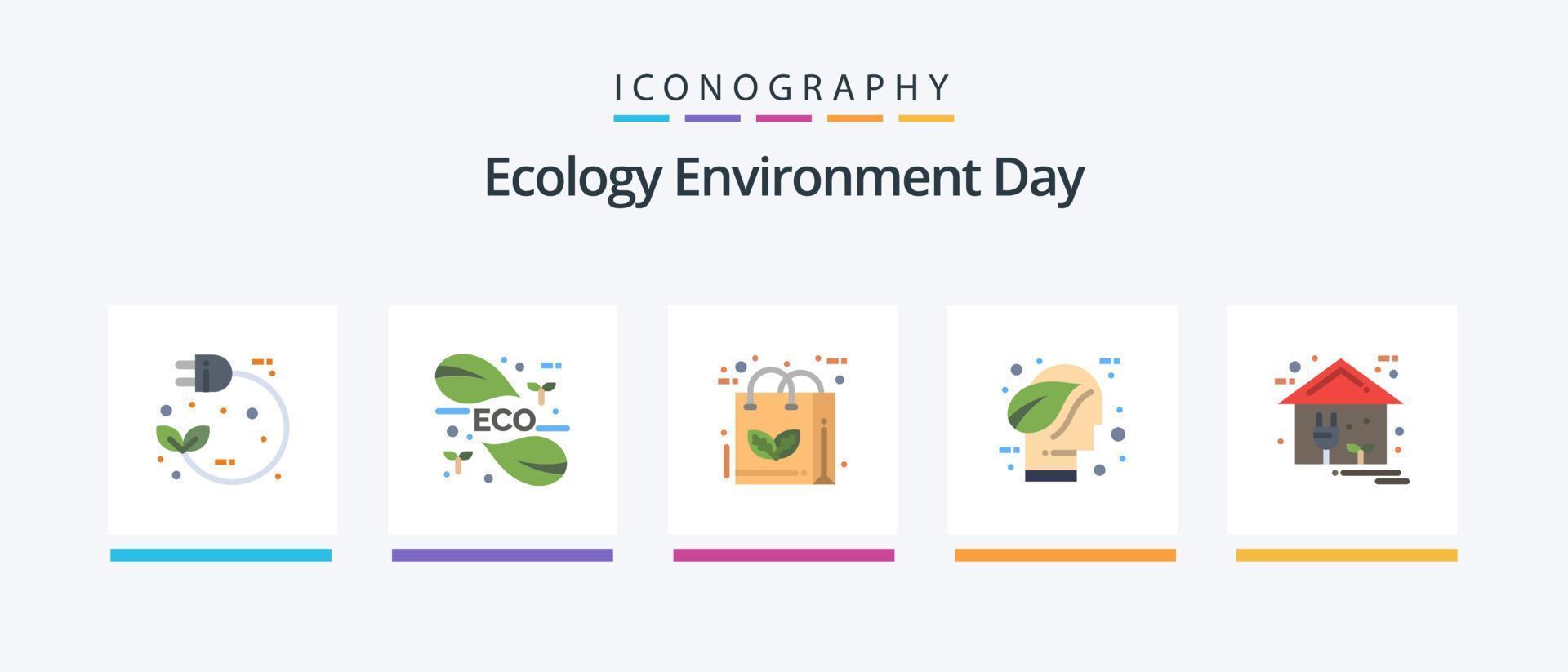 Ecology Flat 5 Icon Pack Including environment. eco. leaf. recycle. leaf. Creative Icons Design vector