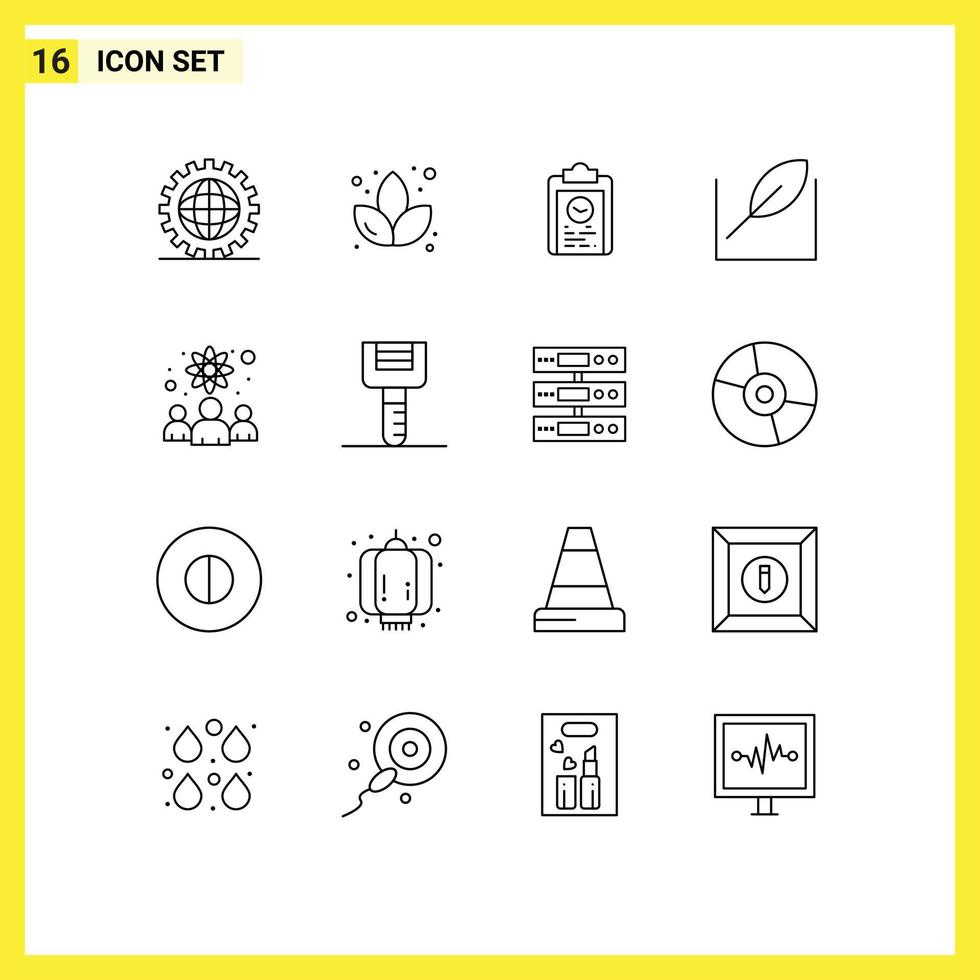 Set of 16 Vector Outlines on Grid for physicists tree clipboard green training Editable Vector Design Elements