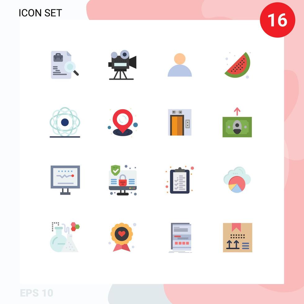 Set of 16 Modern UI Icons Symbols Signs for orbit molecular account atom lemon Editable Pack of Creative Vector Design Elements