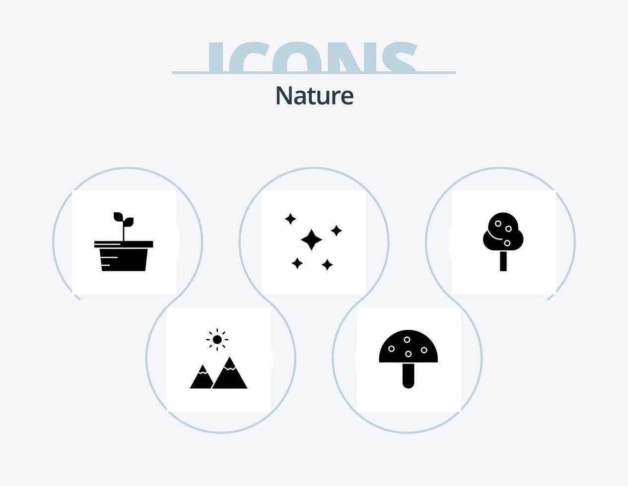 paquete de iconos de glifos naturales 5 diseño de iconos. naturaleza. planetas vegetal. estrellas de la noche naturaleza vector