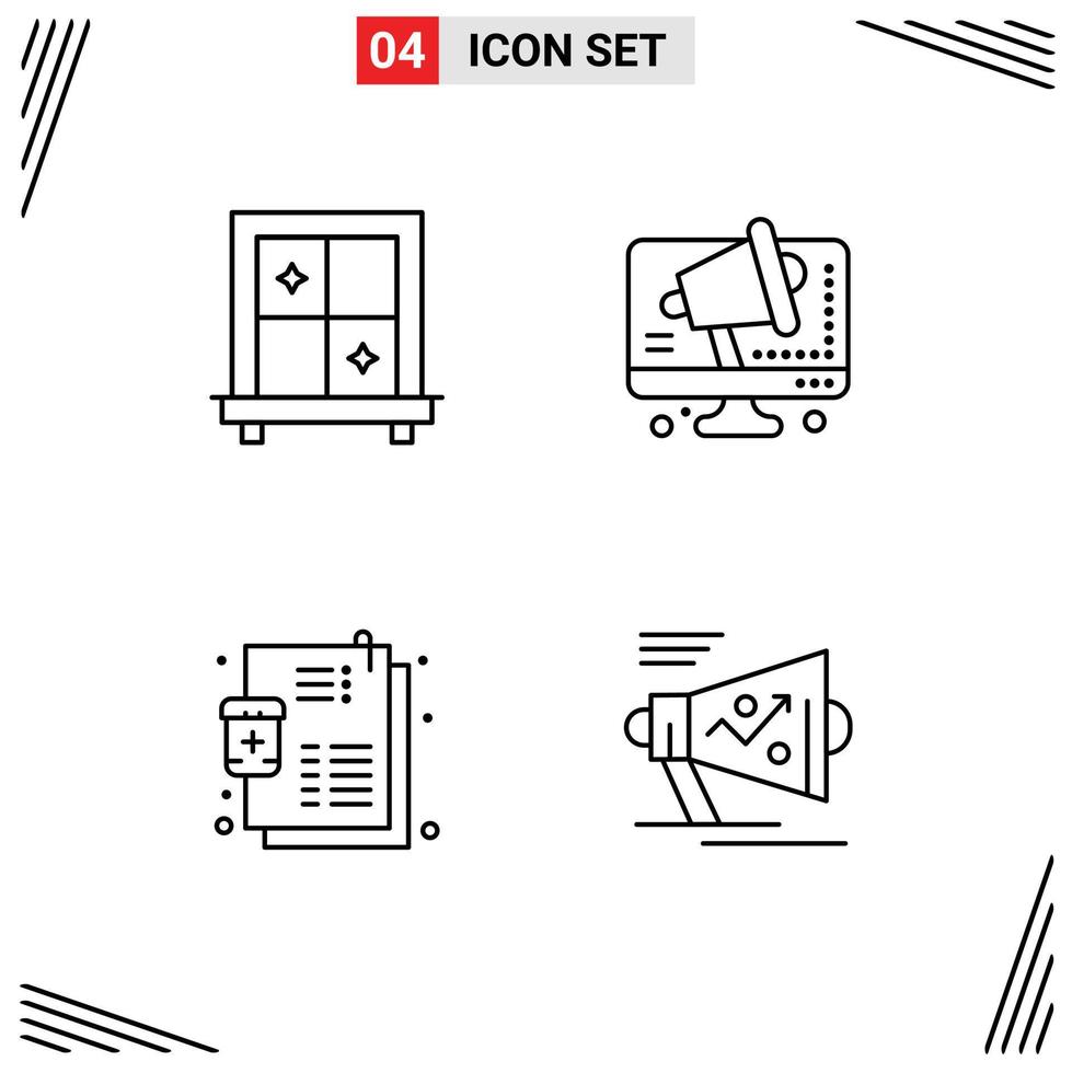 4 Universal Filledline Flat Colors Set for Web and Mobile Applications interior recipe conference illness megaphone Editable Vector Design Elements