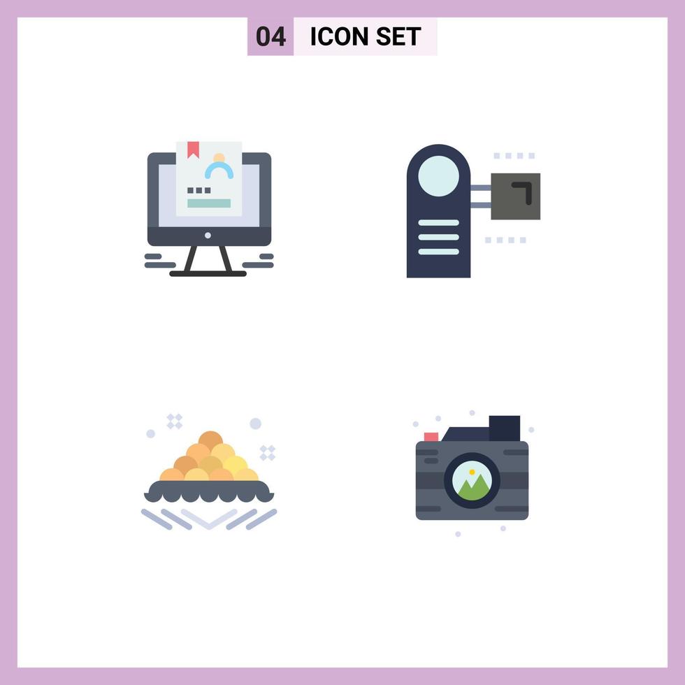 4 Flat Icon concept for Websites Mobile and Apps resume equipment computer devices dish Editable Vector Design Elements