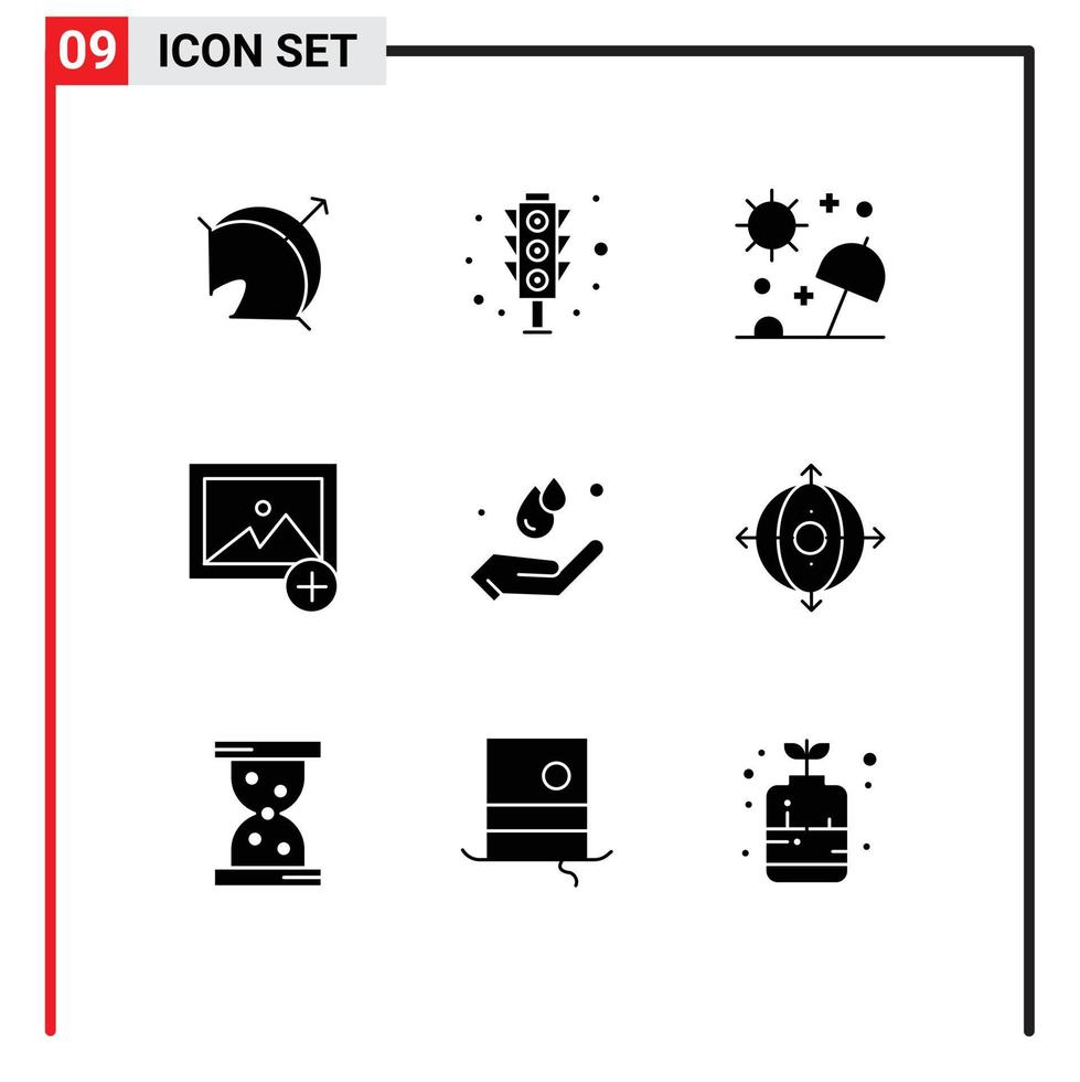 9 Solid Glyph concept for Websites Mobile and Apps earth day new traffic signal add summer Editable Vector Design Elements