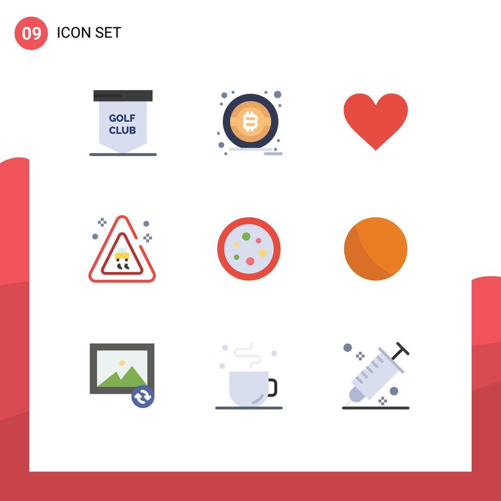 9 Universal Flat Colors Set for Web and Mobile Applications equipment biology love accidents signaling Editable Vector Design Elements