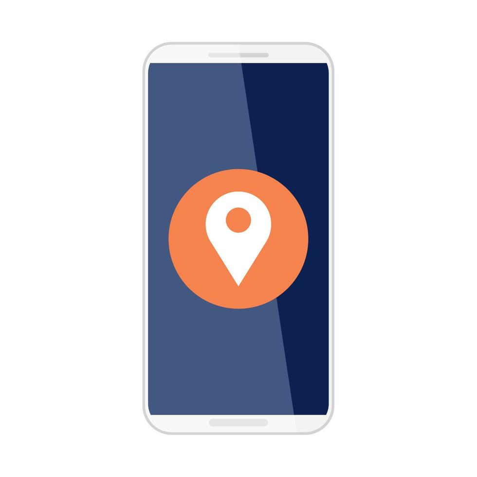 social media concept, gps location app in smartphone, on white background vector