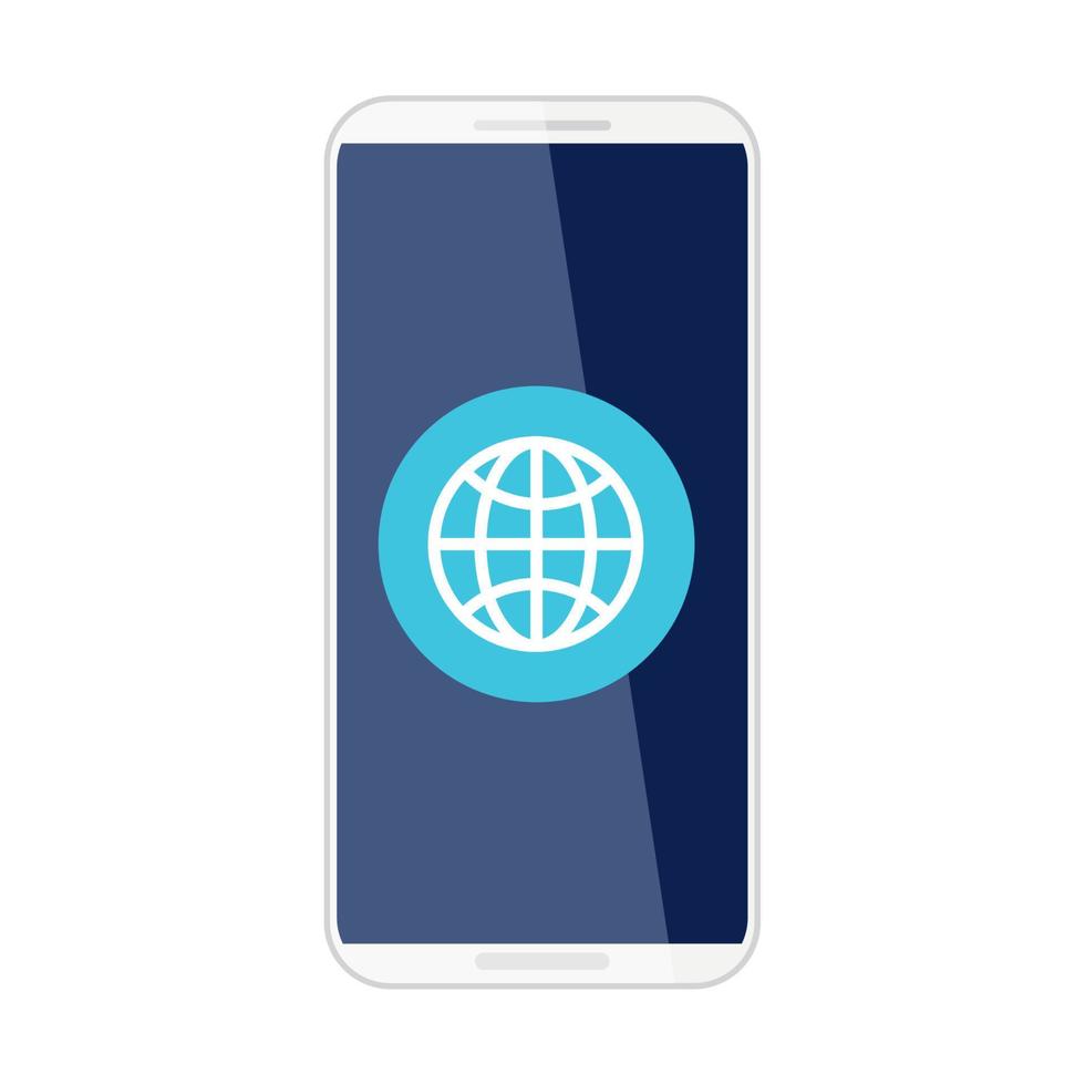 social media concept, sphere planet browser in smartphone, on white background vector