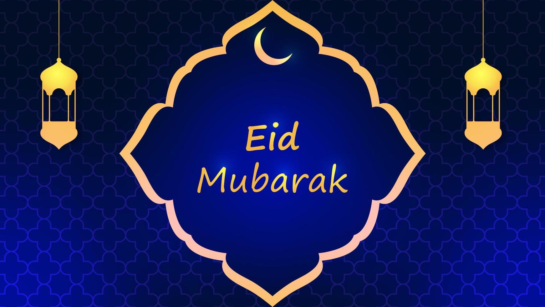 Eid mubarak greeting card banner background with lantern and curved design. Vector illustration. EPS 10.