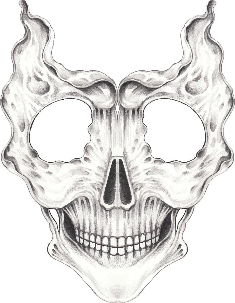 Art surreal skull. Hand drawing and make graphic vector. vector