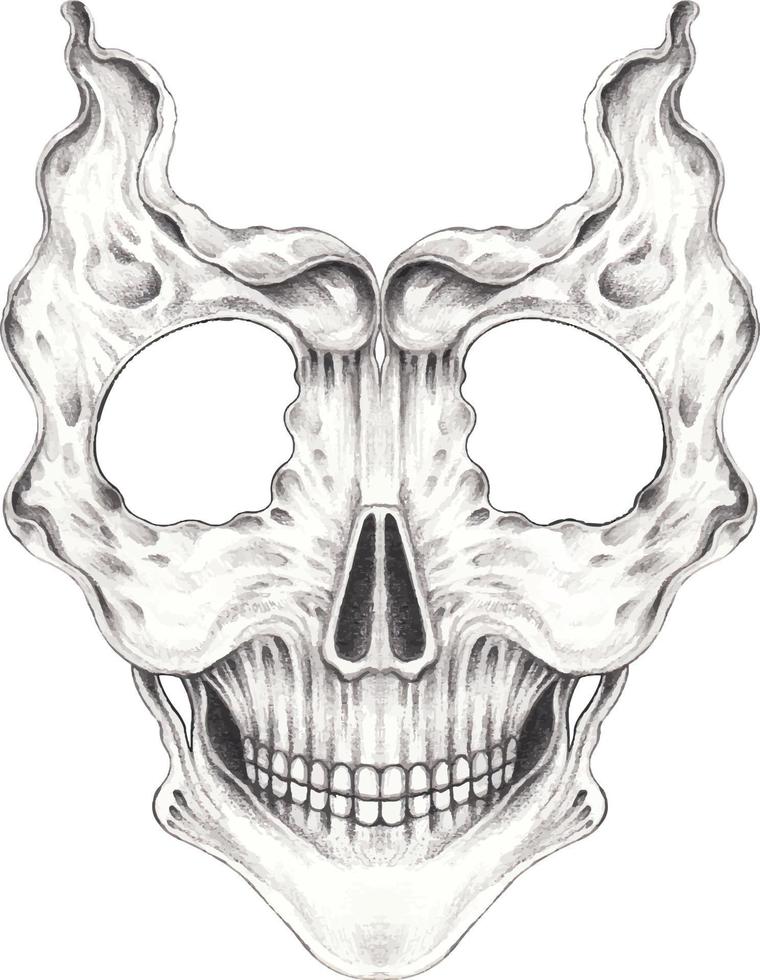 Art surreal skull. Hand drawing and make graphic vector. vector