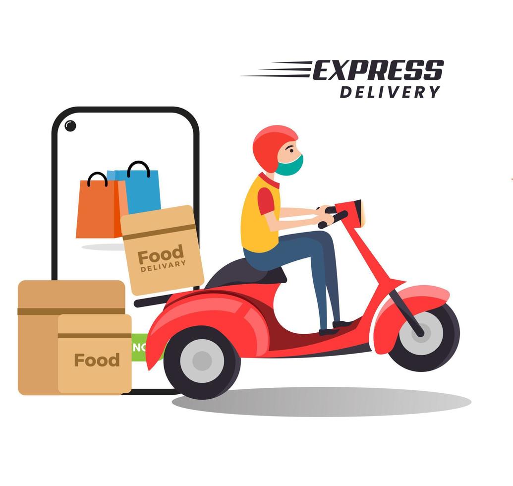 Express Delivery Social Media Post, Scooter Delivery, Online Delivery service or Bike and Home Delivery Ads or Icon vector