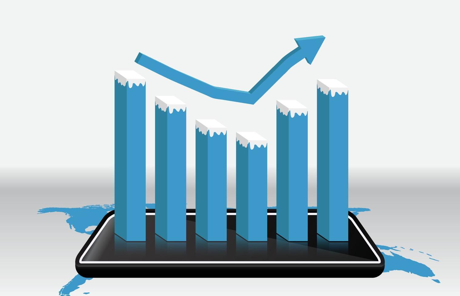 Infographic template of recovery graph topic with mobile tablet phone, presentation infographic vector