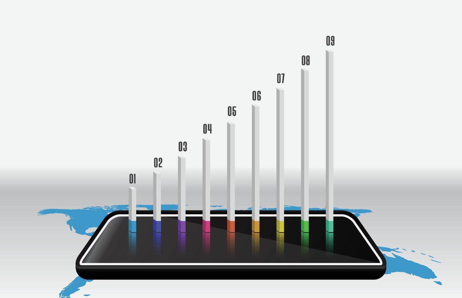 plantilla infográfica del tema del gráfico de recuperación con teléfono de tableta móvil, vector infográfico de presentación