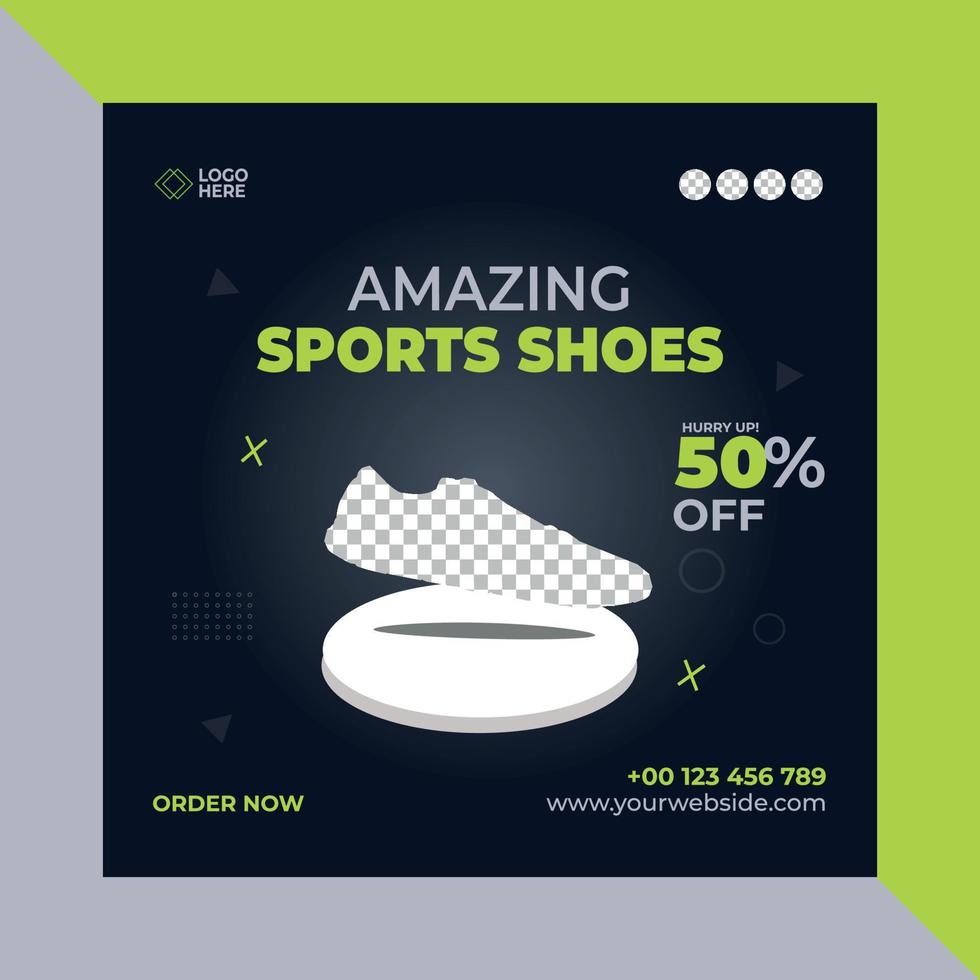 New editable minimal square Amazing sports shoes  banner template. Suitable for social media posts and web or internet ads. Vector illustration with Photo College.