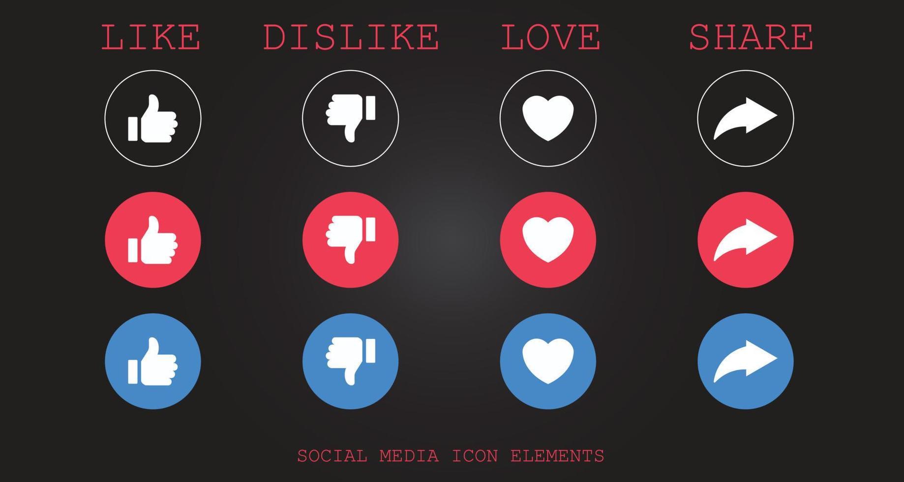 Like Dislike Love Share Social Media Icon Elements Free Download vector