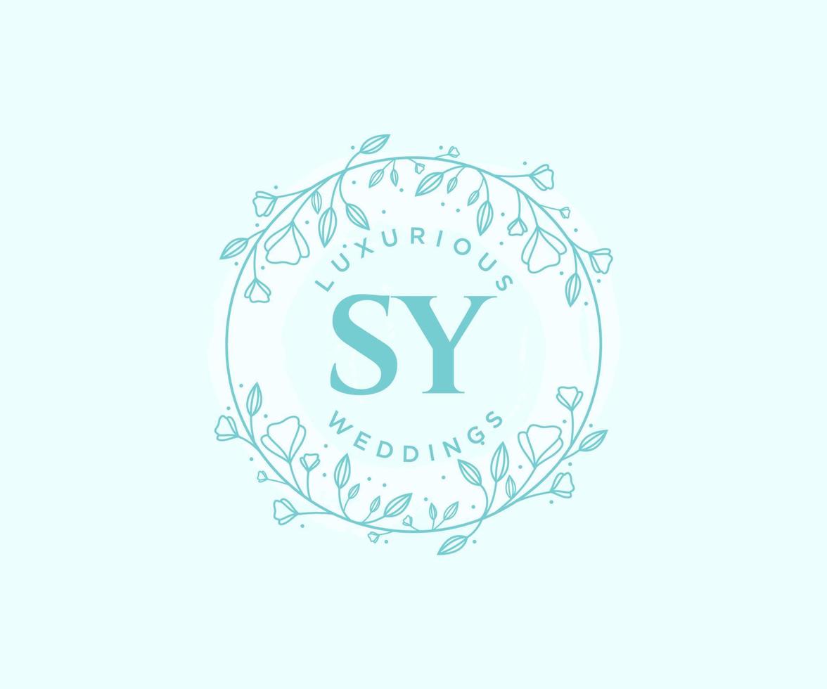 SY Initials letter Wedding monogram logos template, hand drawn modern minimalistic and floral templates for Invitation cards, Save the Date, elegant identity. vector