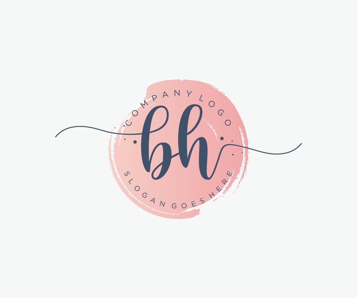 Initial BH feminine logo. Usable for Nature, Salon, Spa, Cosmetic and Beauty Logos. Flat Vector Logo Design Template Element.