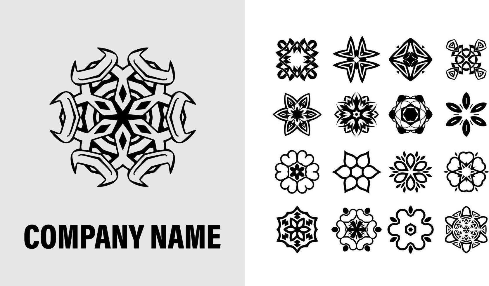 Set of Abstract Shape Logo Concept.Template Symbol Design. Mandala Art. vector