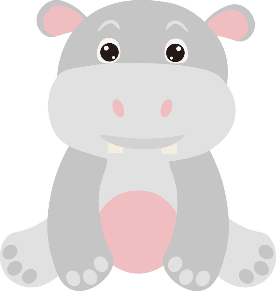 Cute cartoon Hippopotamus. Vector illustration isolated on white background