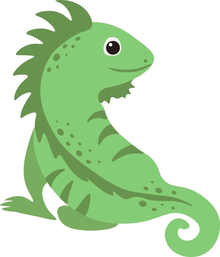 Cute cartoon Iguana. Vector illustration isolated on white background