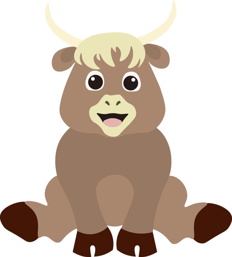 Cute cartoon Yak. Vector illustration isolated on white background